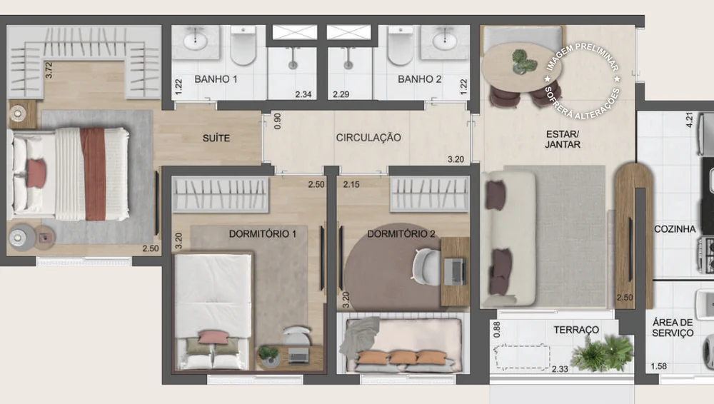 Planta 64 m²